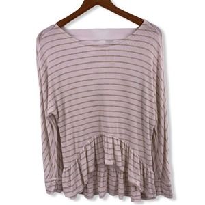 Copper Key Striped Ribbed Swingy Top‎ XS